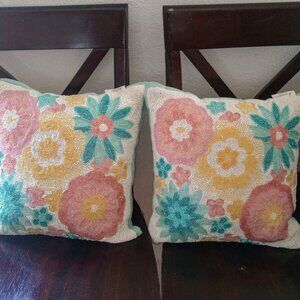 Artístic Accents Beaded Floral Throw Pillows